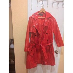 Forever Audrey Red Faux Leather Coat Size M